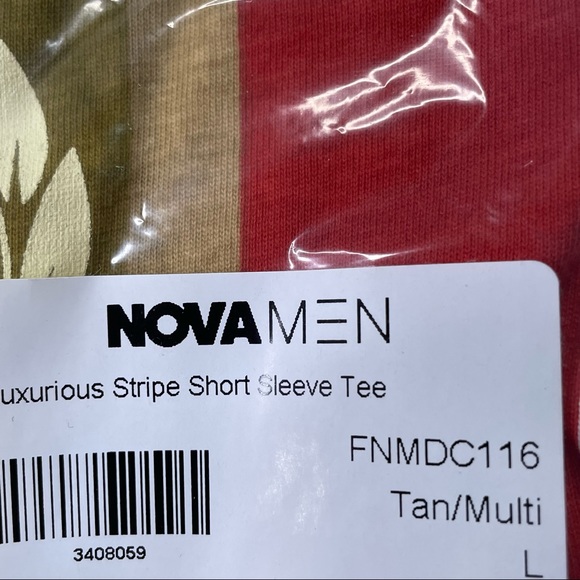 Luxurious Stripped Beige & Gold Short Sleeve Mens L, XL Tee Shirts - Picture 7 of 8